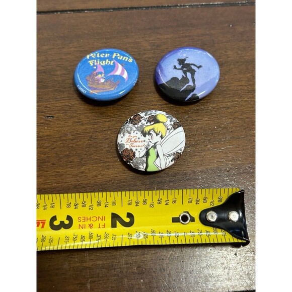 Disney Peter Pan Tinker Bell Tin Bag Buttons Lot of 3 - Picture 2 of 3